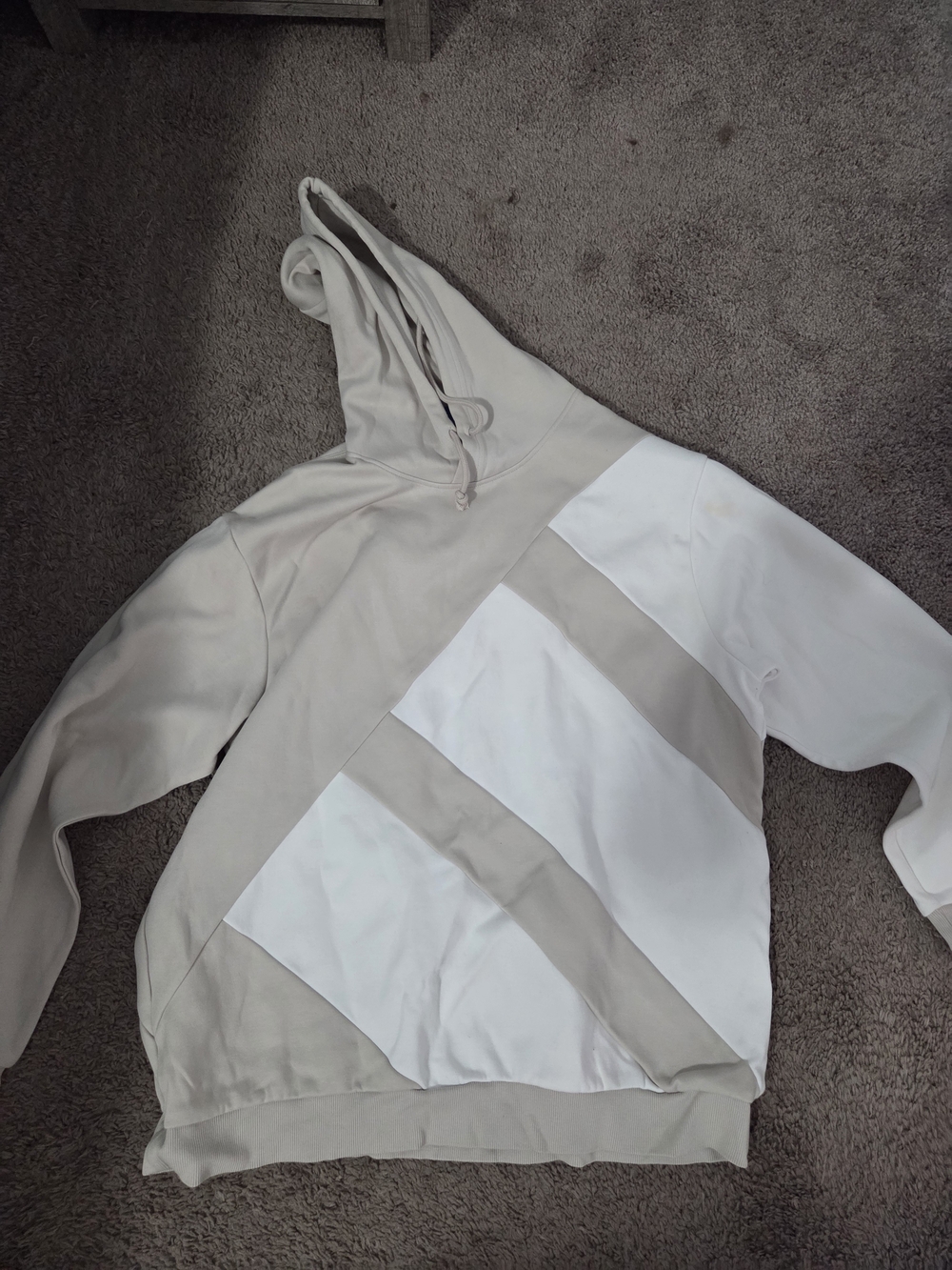 adidas Light Beige & White Colorblock Pullover Hoodie